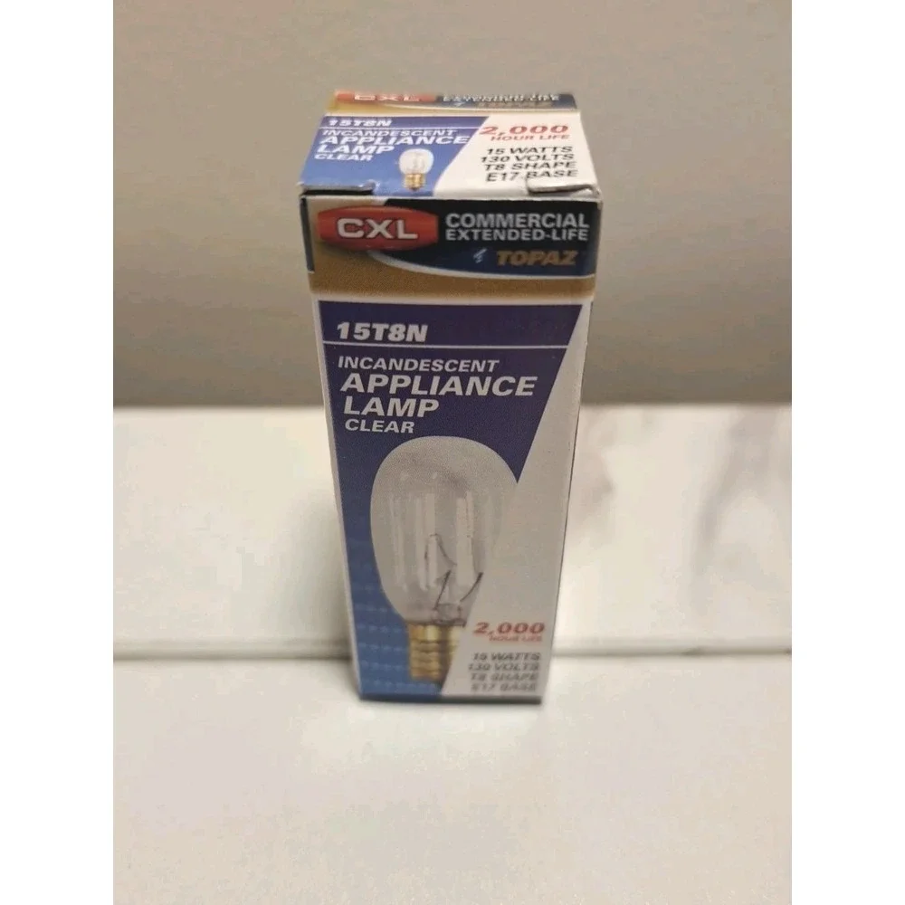 TOPAZ CXL Incandescent Applicance Lamp Clear 15W 130V T8 Shape E17 Base Lot of 3